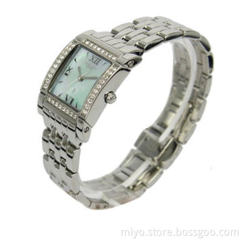 Quartz Lovely CZ Stones Wristwatch with Stainless Steel Material, Ideal for Promotions